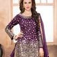 Rajwada Purple Tafeta Embellished Semi stitched Kurta Set For Women