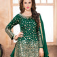 Rajwada Green Tafeta Embellished Semi stitched Kurta Set For Women