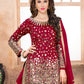Rajwada Red Tafeta Embellished Semi stitched Kurta Set For Women