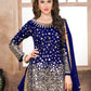 Rajwada Royal Blue Tafeta Embellished Semi stitched Kurta Set For Women