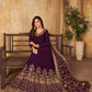 Rajwada Purple Georgette Embroidered Semi stitched Kurta Set For Women