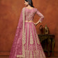 Rajwada Dusty Pink Net Embellished Lehenga For Women