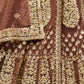 Rajwada Brown Net Embellished Lehenga For Women