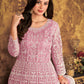 Rajwada Light Purple Net Embroidered Semi stitched Kurta Set with Inner For Women