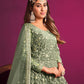 Rajwada Light Green Net Embroidered Semi stitched Kurta Set With Inner For Women
