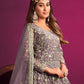 Rajwada Light Purple Net Embroidered Semi stitched Kurta Set With Inner For Women