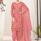Rajwada Pink Net Embroidered Semi stitched Kurta Set With Inner For Women