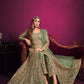 Rajwada Green Net  Embroidered Semi stitched Kurta Set With Inner For Women