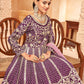 Rajwada Purple Art Silk Embroidered Semi stitched Kurta Set For Women