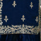 Rajwada Navy Blue Art Silk Embroidered Semi stitched Kurta Set with Inner For Women