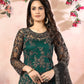 Rajwada Green Net Embroidered Semi stitched Kurta Set with Inner For Women