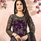 Rajwada Purple Net Embroidered Semi stitched Kurta Set with Inner For Women