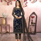 Rajwada Navy Blue Net Embroidered Semi stitched Kurta Set with Inner For Women