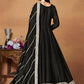Rajwada Black Embroidered Art Silk Unstitched Gown For Women