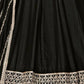 Rajwada Black Embroidered Art Silk Unstitched Gown For Women