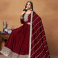 Rajwada Maroon Embroidered Art Silk Unstitched Gown For Women