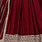 Rajwada Maroon Embroidered Art Silk Unstitched Gown For Women