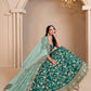 Rajwada Sea Green Silk Blend Embellished Lehenga For Women