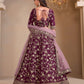 Rajwada Wine Silk Blend Embellished Lehenga For Women