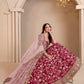 Rajwada Dark Pink Silk Blend Embellished Lehenga For Women
