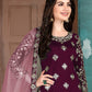 Rajwada Purple Art Silk Embroidered Semi stitched Kurta Set For Women