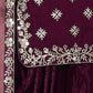 Rajwada Purple Art Silk Embroidered Semi stitched Kurta Set For Women
