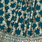 Rajwada Teal Silk Blend Foil Print Gown For Women