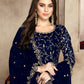 Rajwada Navy Blue Georgette Embroidered Semi stitched Kurta Set For Women
