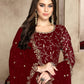 Rajwada Maroon Georgette Embroidered Semi stitched Kurta Set For Women