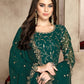 Rajwada Teal Georgette Embroidered Semi stitched Kurta Set For Women