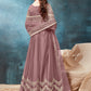 Rajwada Mauve Net Embroidered Semi stitched Kurta Set with Inner For Women