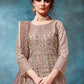 Rajwada Mauve Net Embroidered Semi stitched Kurta Set with Inner For Women