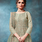 Rajwada Light Green Net Embroidered Semi stitched Kurta Set with Inner For Women