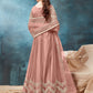 Rajwada Peach Net Embroidered Semi stitched Kurta Set with Inner For Women
