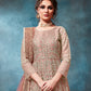Rajwada Peach Net Embroidered Semi stitched Kurta Set with Inner For Women