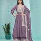 Rajwada Purple Georgette Embroidered Semi Stitched Kurta Set For Women