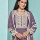 Rajwada Purple Georgette Embroidered Semi Stitched Kurta Set For Women
