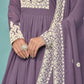 Rajwada Purple Georgette Embroidered Semi Stitched Kurta Set For Women