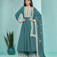 Rajwada Teal Georgette Embroidered Semi Stitched Kurta Set For Women