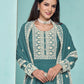Rajwada Teal Georgette Embroidered Semi Stitched Kurta Set For Women