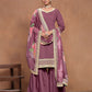 Rajwada Mauve Embroidered Silk Blend Semi Stitched Kurta Set For Women