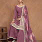 Rajwada Mauve Embroidered Silk Blend Semi Stitched Kurta Set For Women
