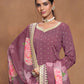Rajwada Mauve Embroidered Silk Blend Semi Stitched Kurta Set For Women