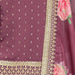 Rajwada Mauve Embroidered Silk Blend Semi Stitched Kurta Set For Women
