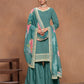 Rajwada Teal Embroidered Silk Blend Semi Stitched Kurta Set For Women