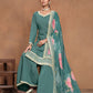 Rajwada Teal Embroidered Silk Blend Semi Stitched Kurta Set For Women