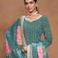 Rajwada Teal Embroidered Silk Blend Semi Stitched Kurta Set For Women