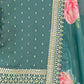 Rajwada Teal Embroidered Silk Blend Semi Stitched Kurta Set For Women