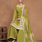 Rajwada Light Green Embroidered Silk Blend Semi Stitched Kurta Set For Women