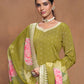 Rajwada Light Green Embroidered Silk Blend Semi Stitched Kurta Set For Women